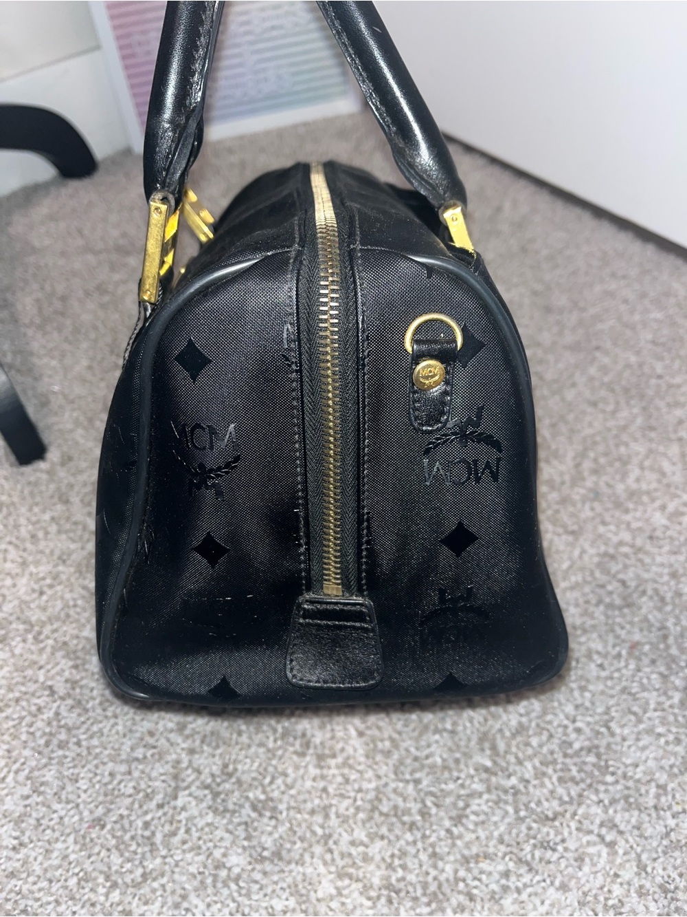 MCM Black Visetos Boston Bag - Picture 5 of 12